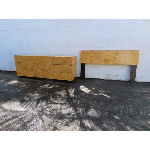 Mid Century Modern Burlwood Queen Size Headboard 6384 For Sale - Image 12 of 12