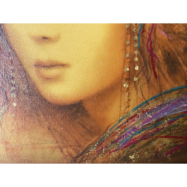 1960s Akropolis Damalia Colored Chromolithograph Portrait in Gold Frame For Sale - Image 4 of 4