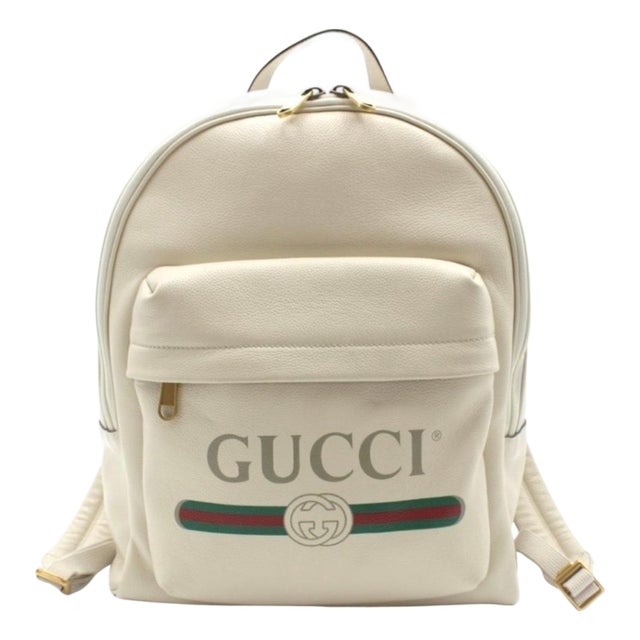 Gucci Logo Cripto Print Leather Ivory 100% Authentic W/ BOX! Unisex Backpack For Sale