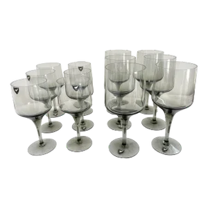 Mid 20th Century Orrefors Sweden Mid-Century Glasses, Smoke - Set of 12