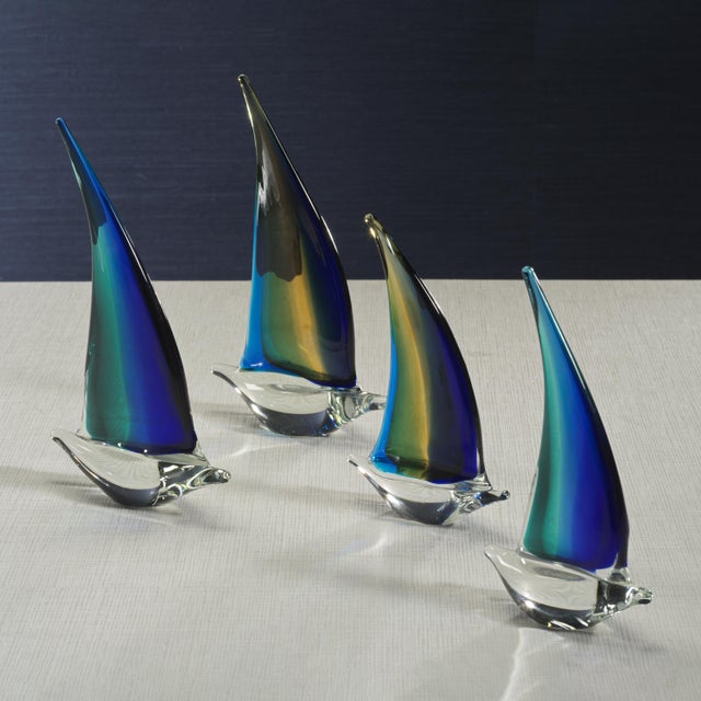 Marisol 2-Piece Assorted Set Decorative Glass Sailboats, 10" For Sale In Los Angeles - Image 6 of 8