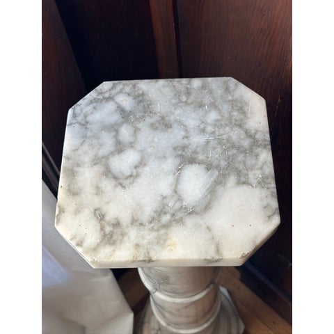 Late 19th Century White Veined Italian Marble Pedestal Chairish