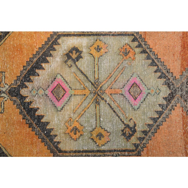 Textile 1970s Turkish Hand-Knotted Wool Cotton Orange Runner Rug For Sale - Image 7 of 12