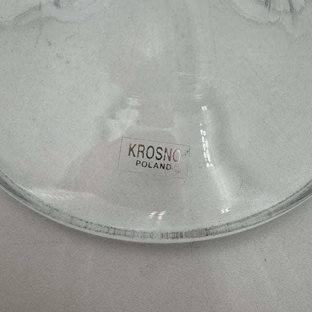 Contemporary Vintage Hand Blown Krosno Centerpiece Bowl Poland 14"x6.5" For Sale - Image 3 of 8