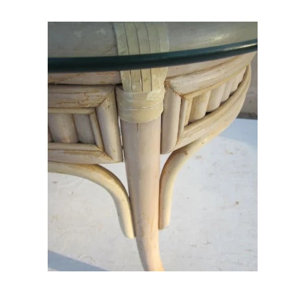 Coastal 1970s The Wash Wood Bamboo End Table Glass Top For Sale - Image 3 of 5