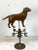 Vintage copper and brass tabletop model of a weathervane, well made, beautiful patina, moveable. The dog alone measures:...