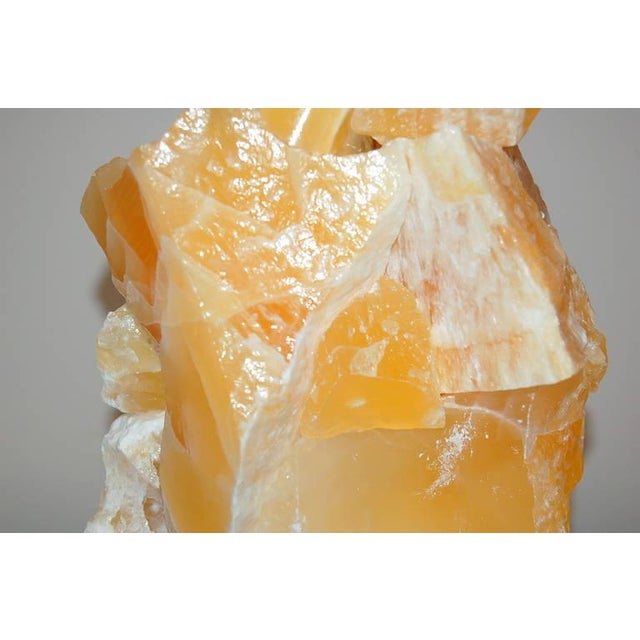 2010s Stone Rock Lamp Table Sculptures in Orange Calcite For Sale - Image 5 of 11