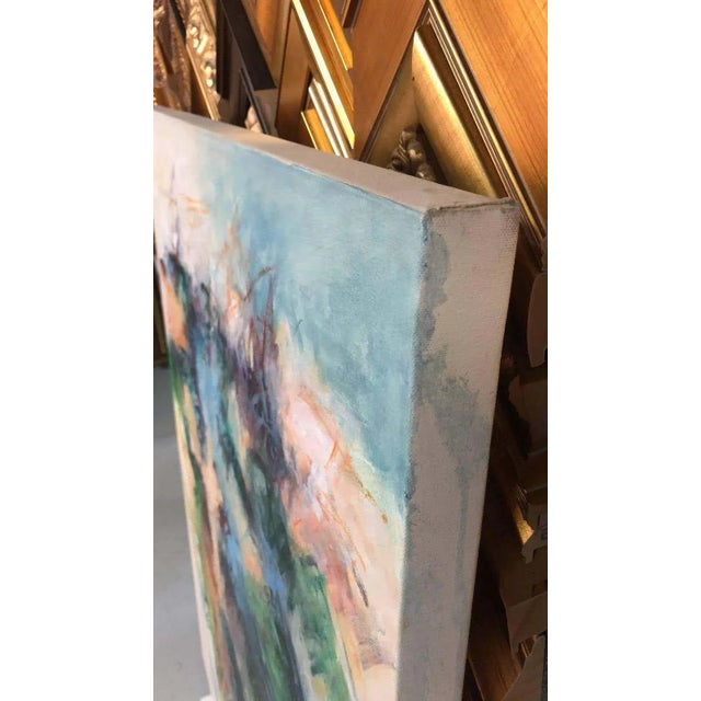 Abstract Mary Lou Siefker Acrylic Painting on Canvas Titled: Blue Crescendo For Sale - Image 3 of 9