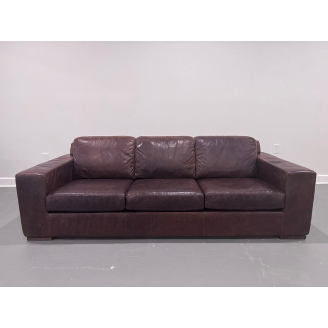 Vintage Natuzzi Italian leather seating group consisting of a Gregory sofa (Model 2191, Version 064) and matching Natuzzi...