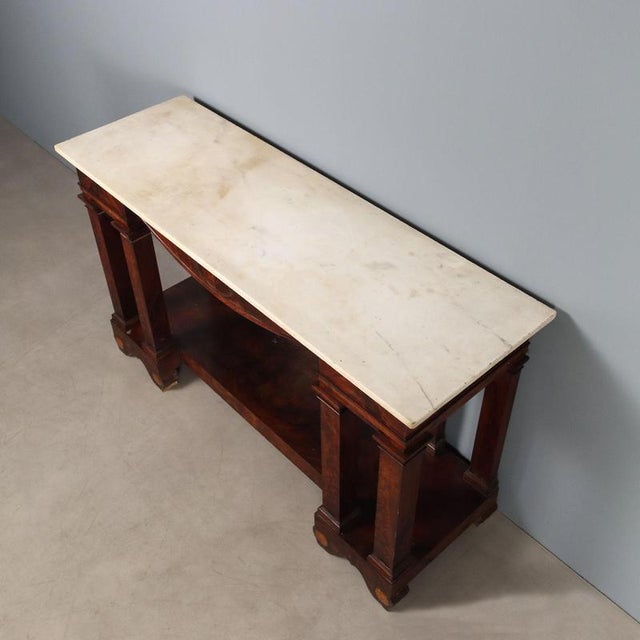 Empire Console Table in White Marble and Mahogany For Sale - Image 10 of 12