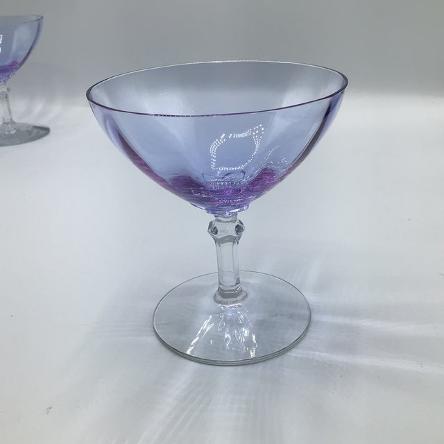 Glass Art Deco Optic Wisteria Champagne/Sherbet Glasses by Fostoria Glassware-Set of 12 For Sale - Image 7 of 12