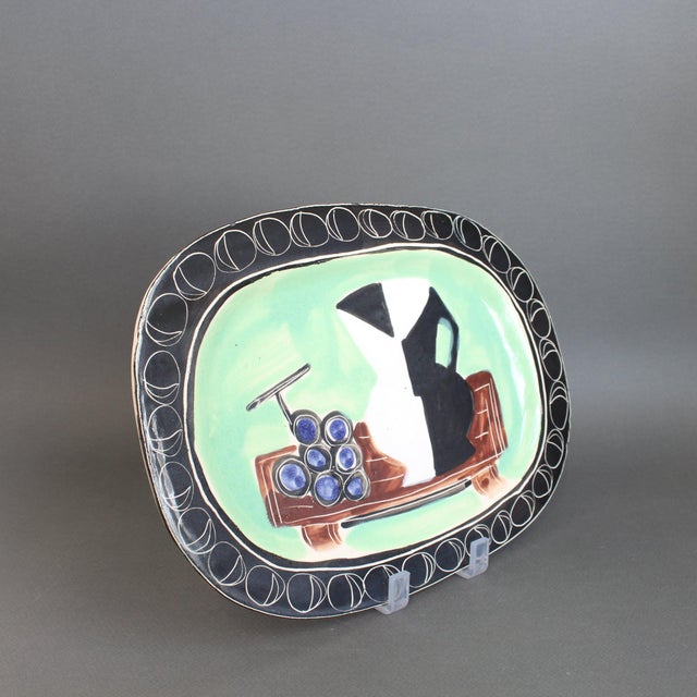 Green Decorative French Ceramic Platter by Jacques Pouchain for Poët-Laval, 1950s For Sale - Image 8 of 18