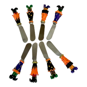 1980s Vintage Boho Chic Whimsical Halloween Butter or Cheese Spreaders - Set of 8.