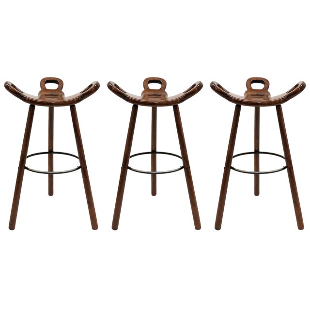 1970s Vintage Confonorm Brutalist "Marbella" Bar Stools- Set of 3 For Sale