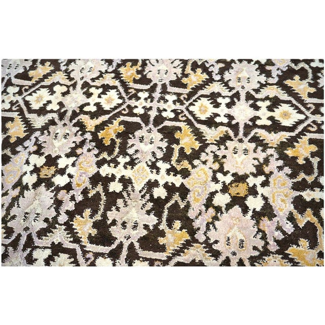 Brown Antique Indian Agra Wool 12x14 Brown & Ivory Handmade Area Rug #1143833 For Sale - Image 8 of 10