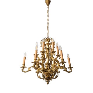 Large Bronze Chandelier from Maison Lucien Gau, Paris For Sale