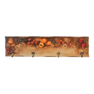 Vintage Hand Painted Coat Rack W/ Fruit Motif