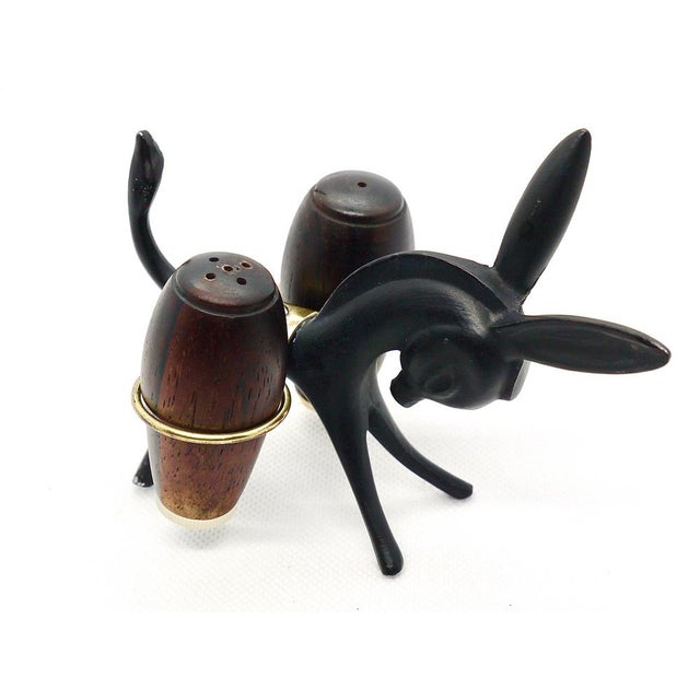 Donkey Salt and Pepper Shakers with Holder by Walter Bosse for Hertha Baller, Austria, 1950s, Set of 3 For Sale - Image 9 of 13