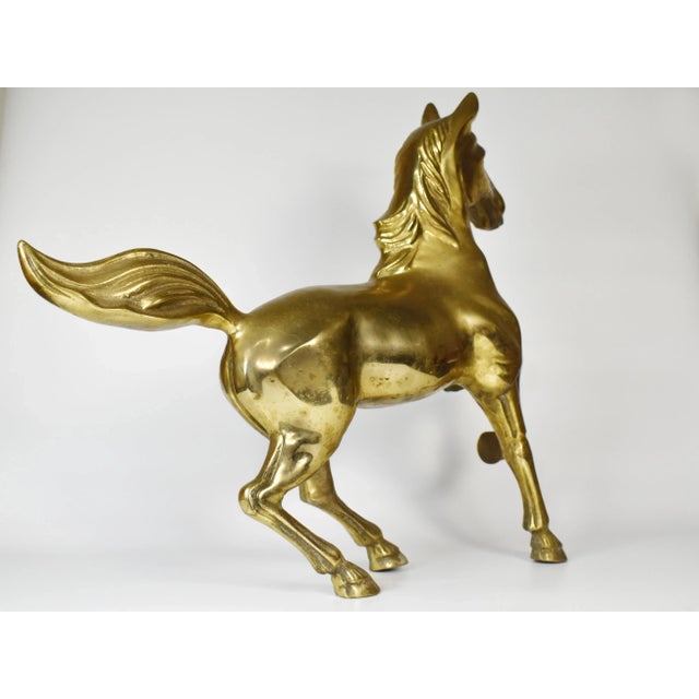 Vintage Large Solid Gold Brass Horse Figurine For Sale - Image 4 of 10