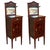 1900s, Art Nouveau Pair of Walnut Nightstands with Crest and Glass Shelve For Sale - Image 15 of 18