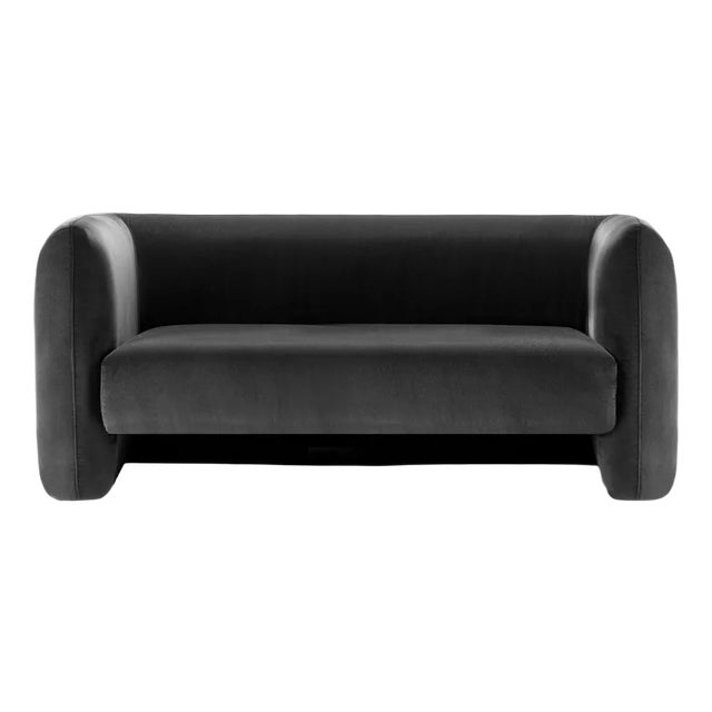 Black Velvet Jacob Sofa by Collector For Sale