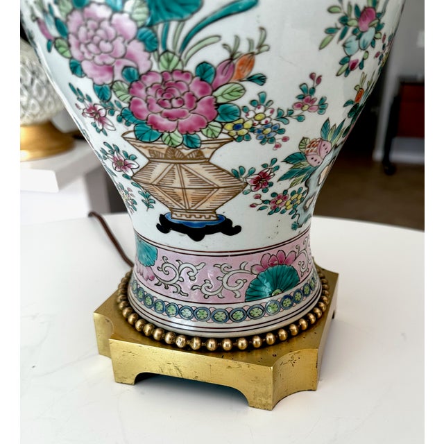 Single Late 19th Century Chinese Famille Rose Porcelain Vase Mounted Table For Sale - Image 11 of 18