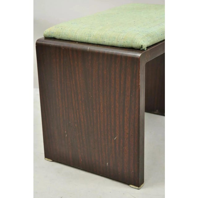 Art Deco Early 20th Century Simmons Norman Bel Geddes Steel Metal Art Deco Brown Waterfall Vanity Bench For Sale - Image 3 of 12