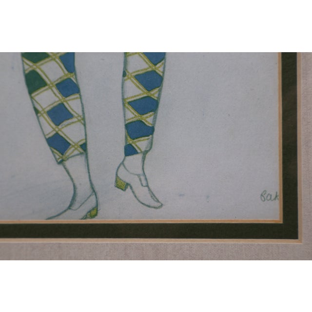 Pair of Leon Bakst 1921 Harlequin Costume Color Lithographs, Silk Matted For Sale - Image 16 of 18
