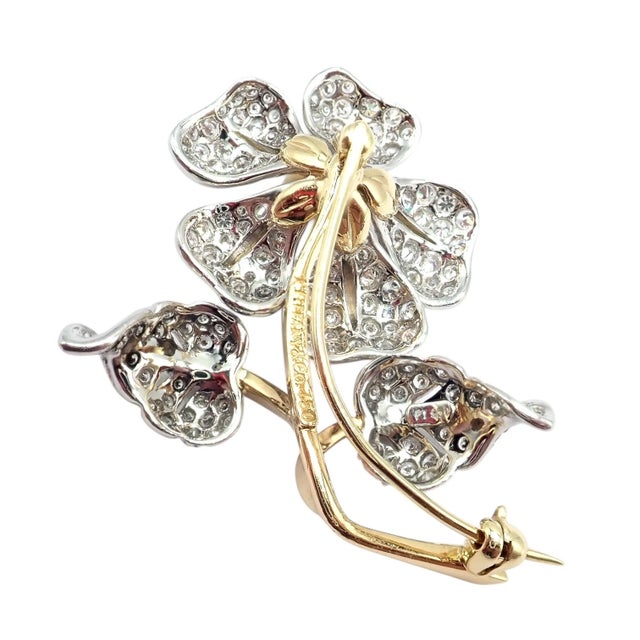 Metal Vintage Tiffany & Co. Yellow Gold Platinum Diamond Pearl Pin Brooch For Sale - Image 7 of 12