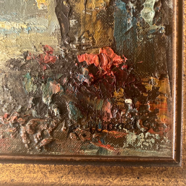 1960s 20th Century European School Impressionist Parisiene Street Impasto Oil on Canvas Framed Signed For Sale - Image 5 of 11