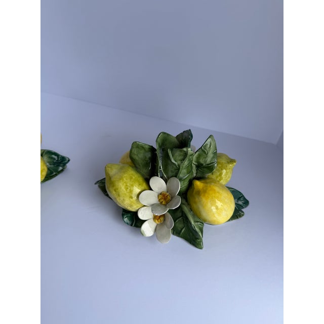 Ceramic Vintage Ceramic Lemon & Blossom Candlesticks – Pair For Sale - Image 7 of 13