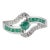 Contemporary Emerald and Diamond Bypass Ribbon Ring for Women, Size 7.5 For Sale