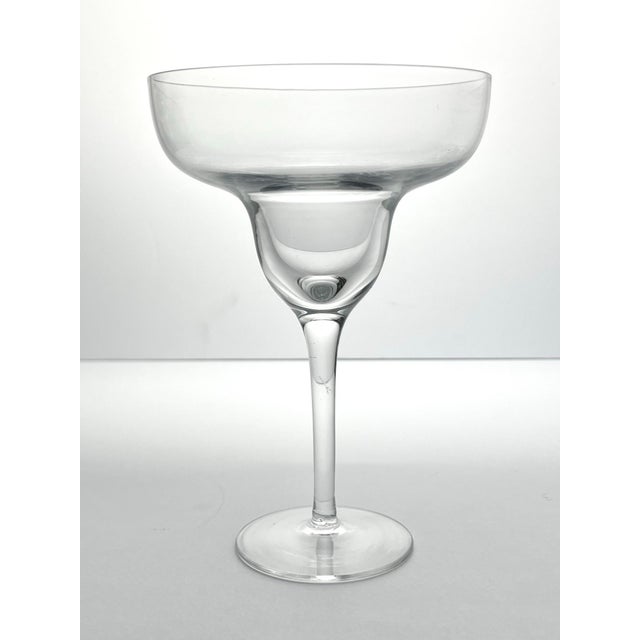 Contemporary Modern Minimalist Set of 4 Clear Glass Margarita Glasses For Sale - Image 4 of 6
