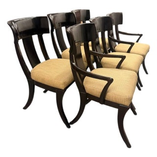 Henredon Neoclassical Klismos Mahogany Dining Chairs, Set of 6, 2007 For Sale