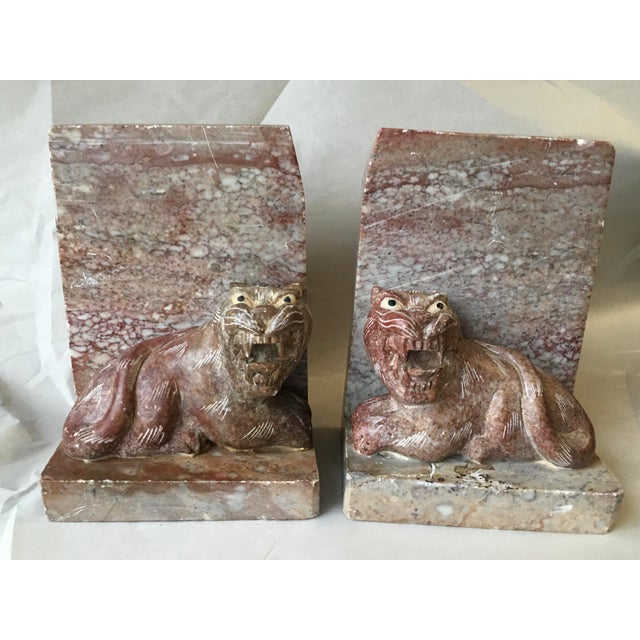 Vintage Hand Carved Soapstone Tiger Bookends a Pair Chairish