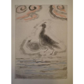 Léonard Foujita, The Black Bird, 1927, Colored Etching For Sale