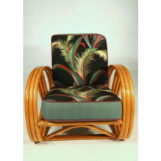 Mid-Century Modern Restored Mid Century Round Pretzel Arm Rattan Chair Set For Sale - Image 3 of 5
