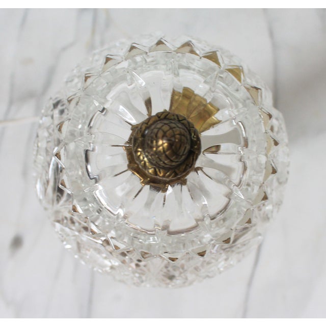 Vintage Cut Crystal Boudoir Table Lamp W/ Matching Shade For Sale In Milwaukee - Image 6 of 11