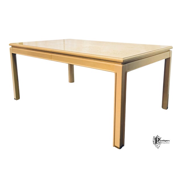 Vintage Bernhardt Shibui Collection Chinoiserie Style Ivory Extension Dining Table For Sale - Image 10 of 12