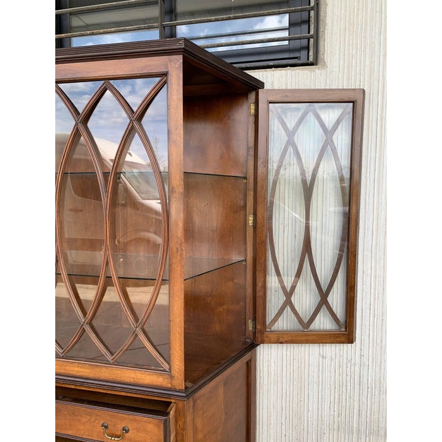 Wood French Art Nouveau Fruitwood Wooden Showcase Vitrine With Four Drawers For Sale - Image 7 of 9