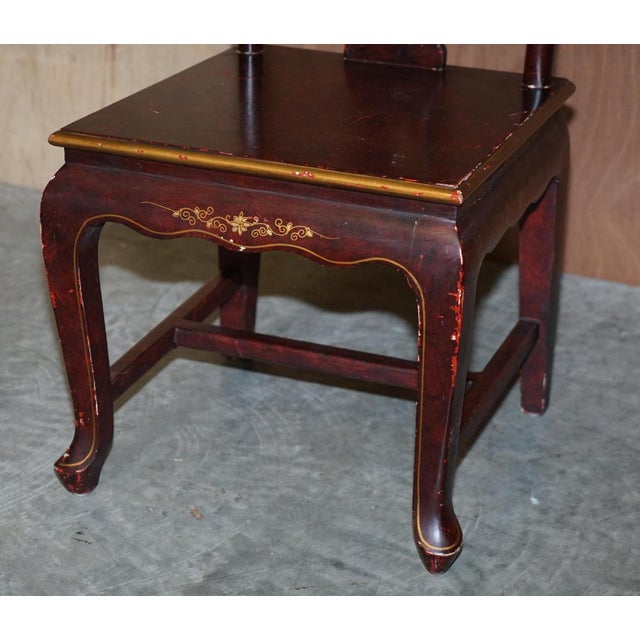 Antique Chinese Red Hand Painted Chair in Sold Wood For Sale - Image 4 of 17