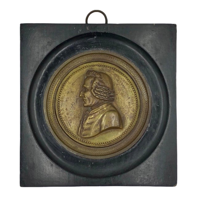 Antique Jean-Jacques Rousseau Bronze Relief Medallion Wall Plaque For Sale - Image 4 of 9