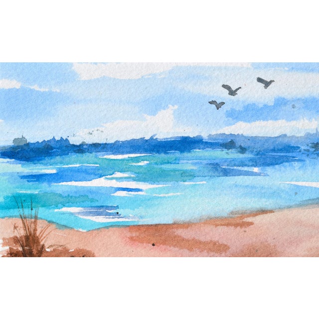 Impressionist Coastal Watercolor Landscape Circa 1980 For Sale - Image 3 of 8