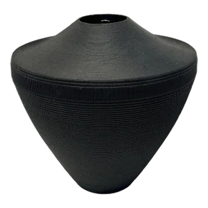 Postmodern Black Corrugated Cardboard Vase by Flute, Chicago