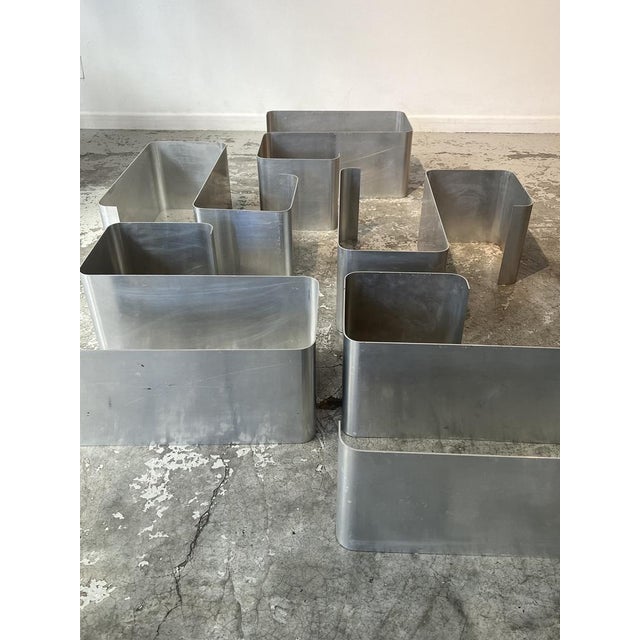 Modern Zigzag Wall Shelves by Joëlle Ferlande & François Monnet for Kappa Uginox, 1970s, Set of 5 For Sale - Image 3 of 18