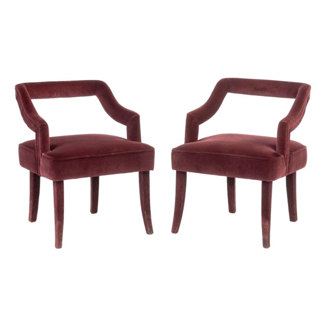 Brabbu Red Velvet Upholstered Chairs, Pair For Sale