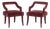 Brabbu Red Velvet Upholstered Chairs, Pair For Sale