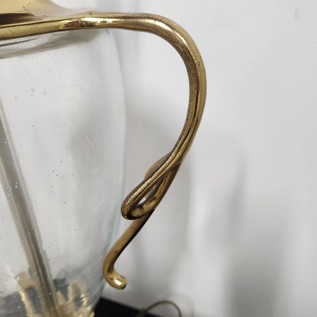 Brass Vintage Chapman Brass & Seeded Glass Urn Table Lamp – 1980s For Sale - Image 8 of 9