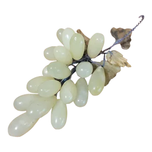 Vintage MCM Stone Green Grape Cluster & Leaves