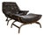 Set of Bamboo and Leather Lounge Chair and Ottoman, 1970s For Sale